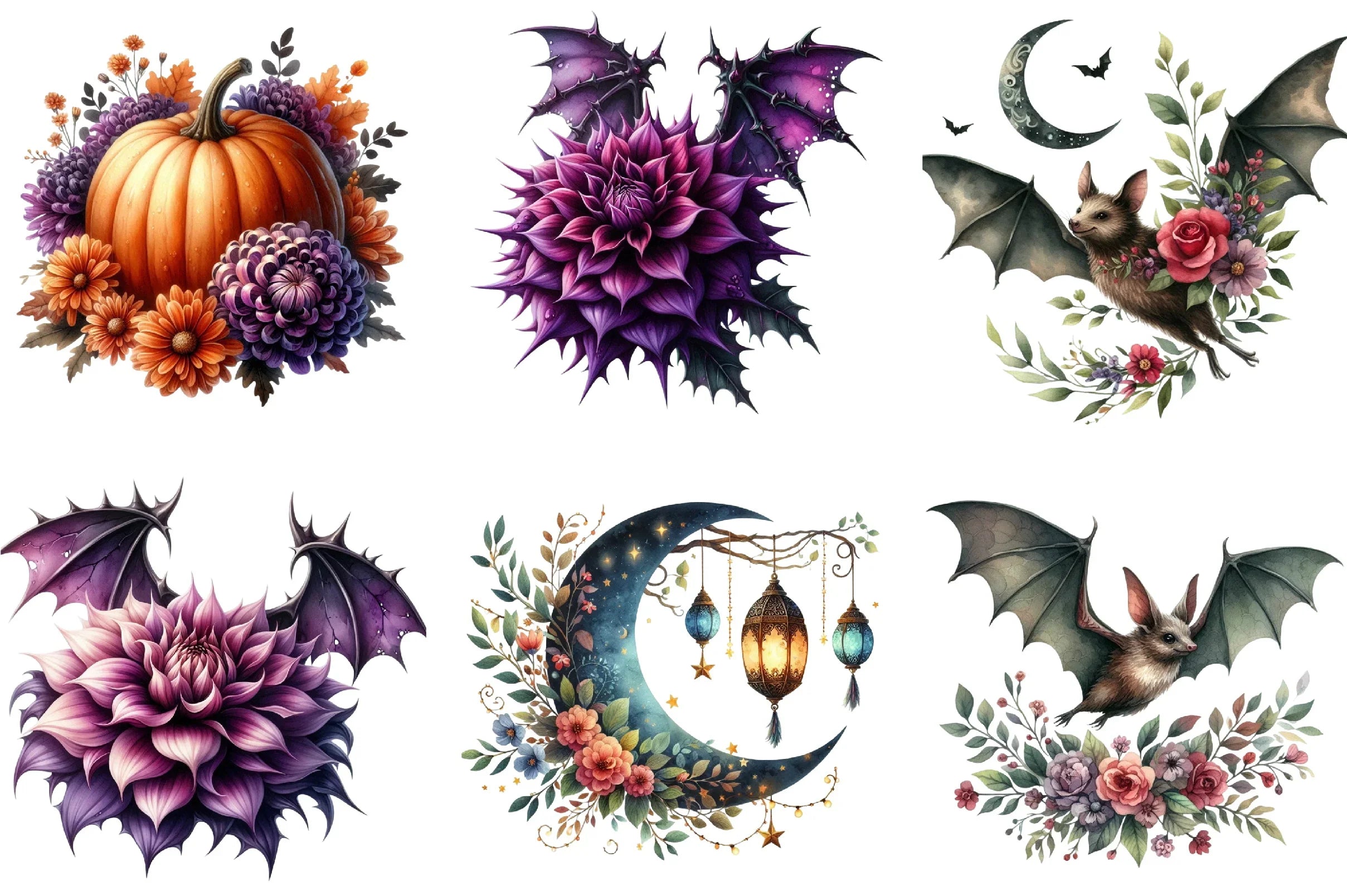 Halloween Flowers Clipart Bundle - CraftNest - Digital Crafting and Art
