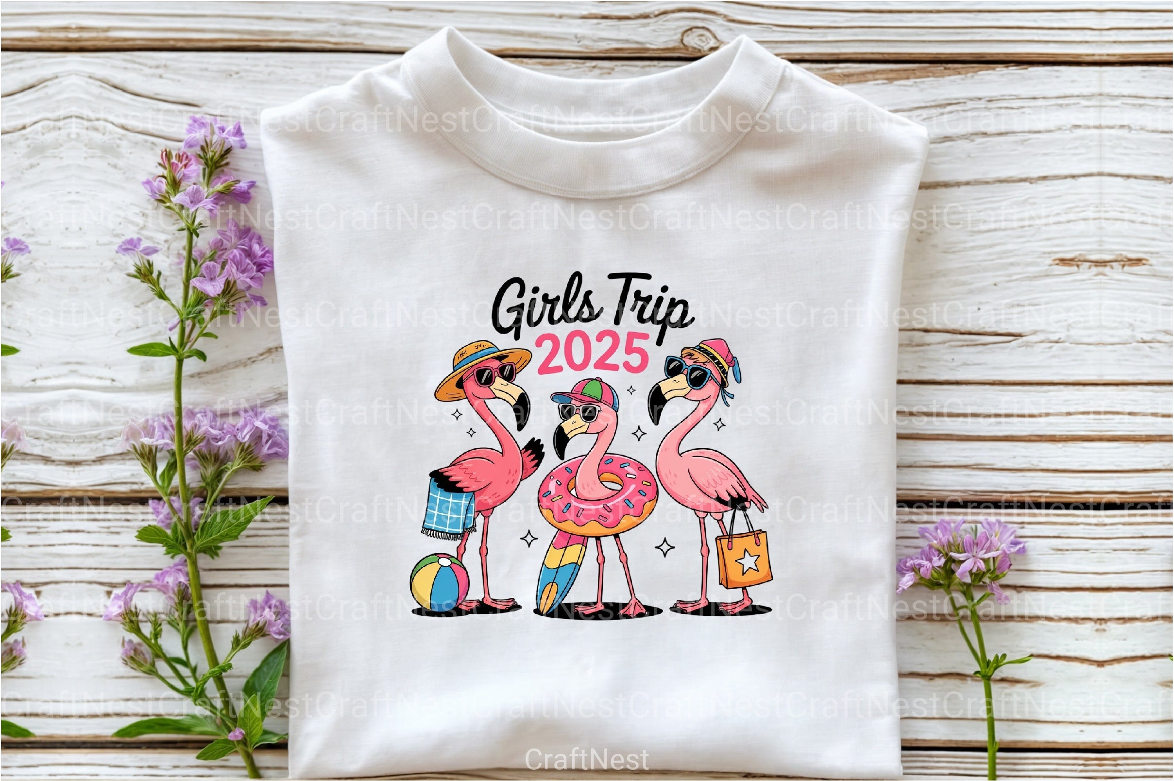 Summer Girls Trip Flamingo Beach Clipart Bundle 2025 - CraftNest - Digital Crafting and Art