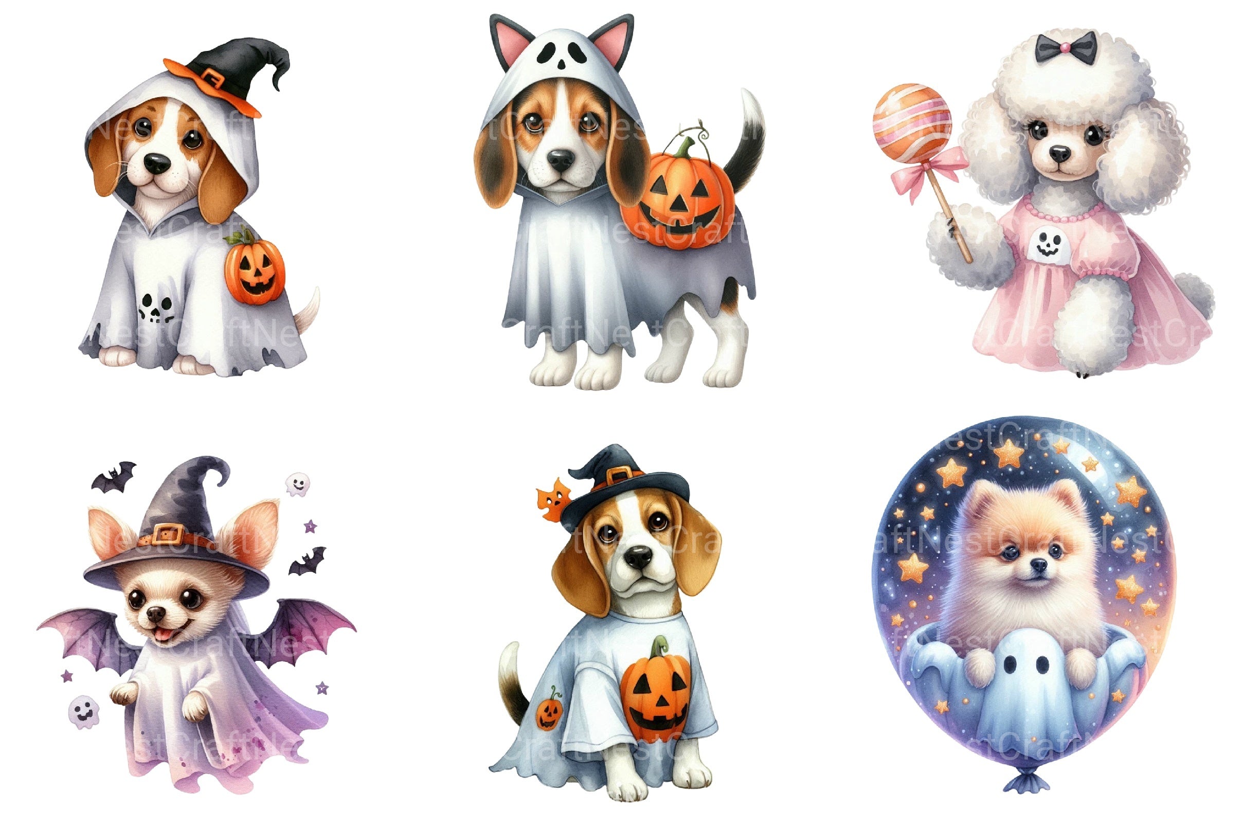Halloween Ghost Dog Clipart Bundle - CraftNest - Digital Crafting and Art