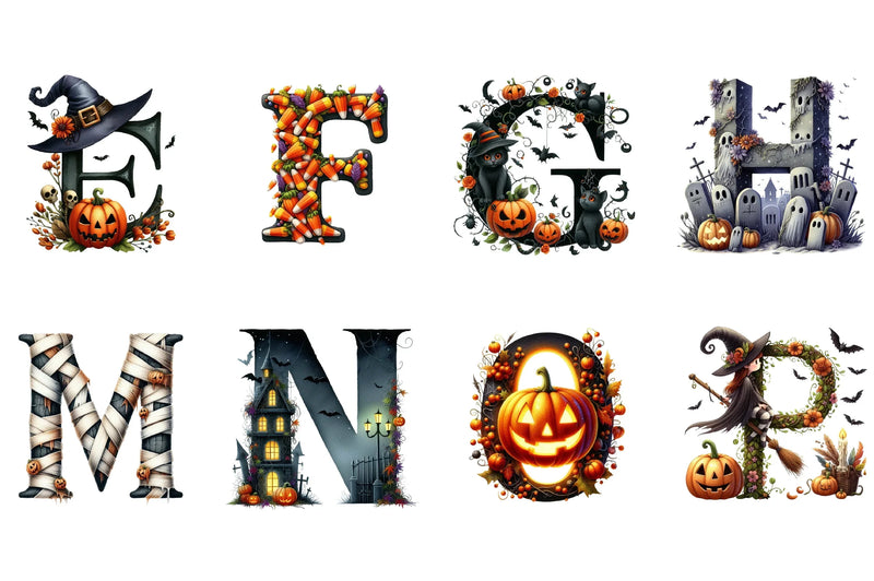 Halloween Alphabet Clipart Bundle - CraftNest - Digital Crafting and Art