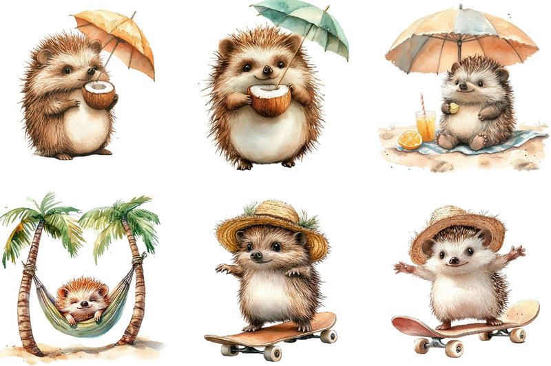 Summer Hedgehog Clipart Bundle - CraftNest - Digital Crafting and Art