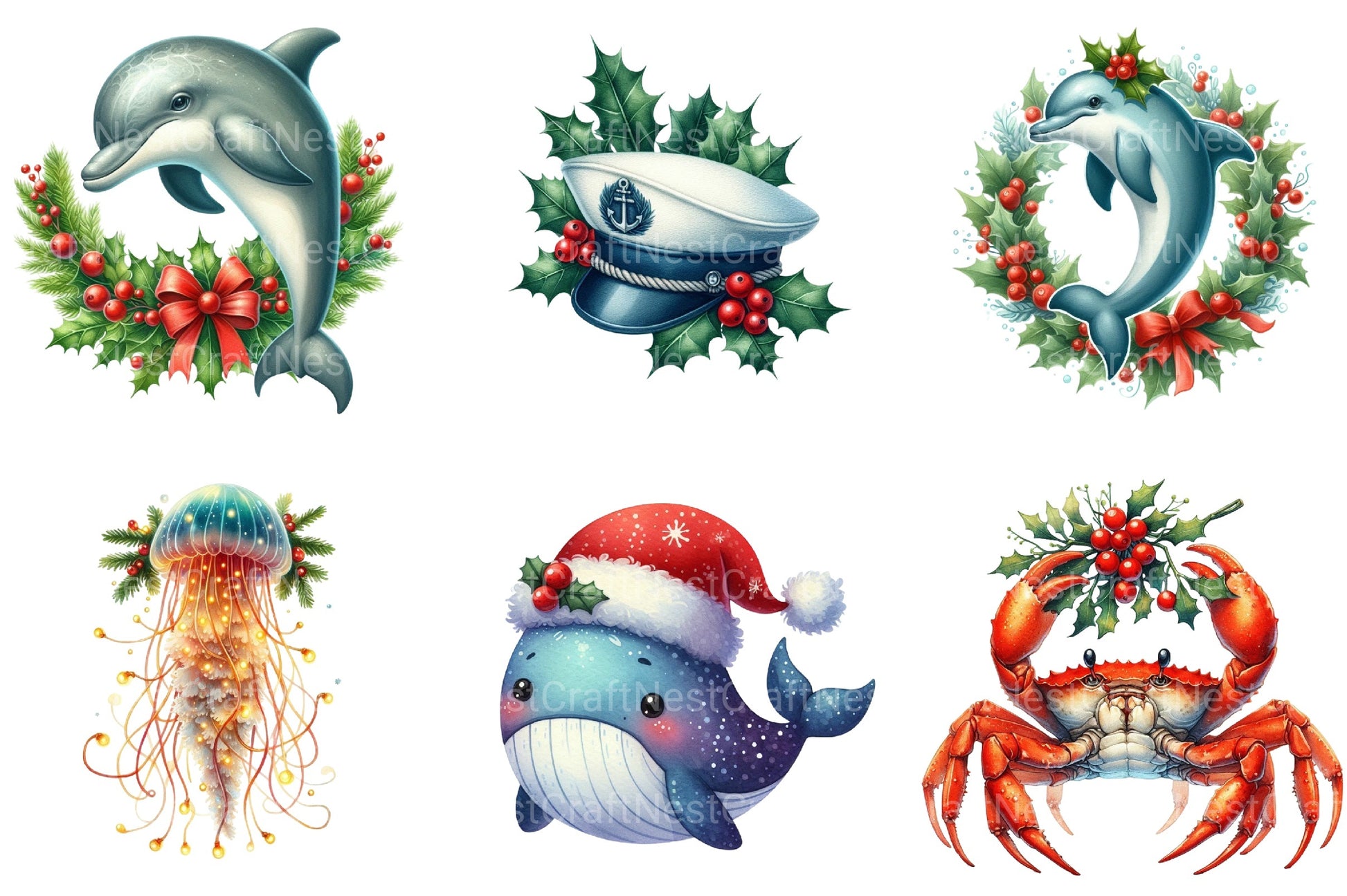 Merry Maritime Christmas Clipart Bundle 1 - CraftNest - Digital Crafting and Art