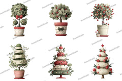 Cute Christmas Topiaries Tree Clipart Bundle - CraftNest - Digital Crafting and Art