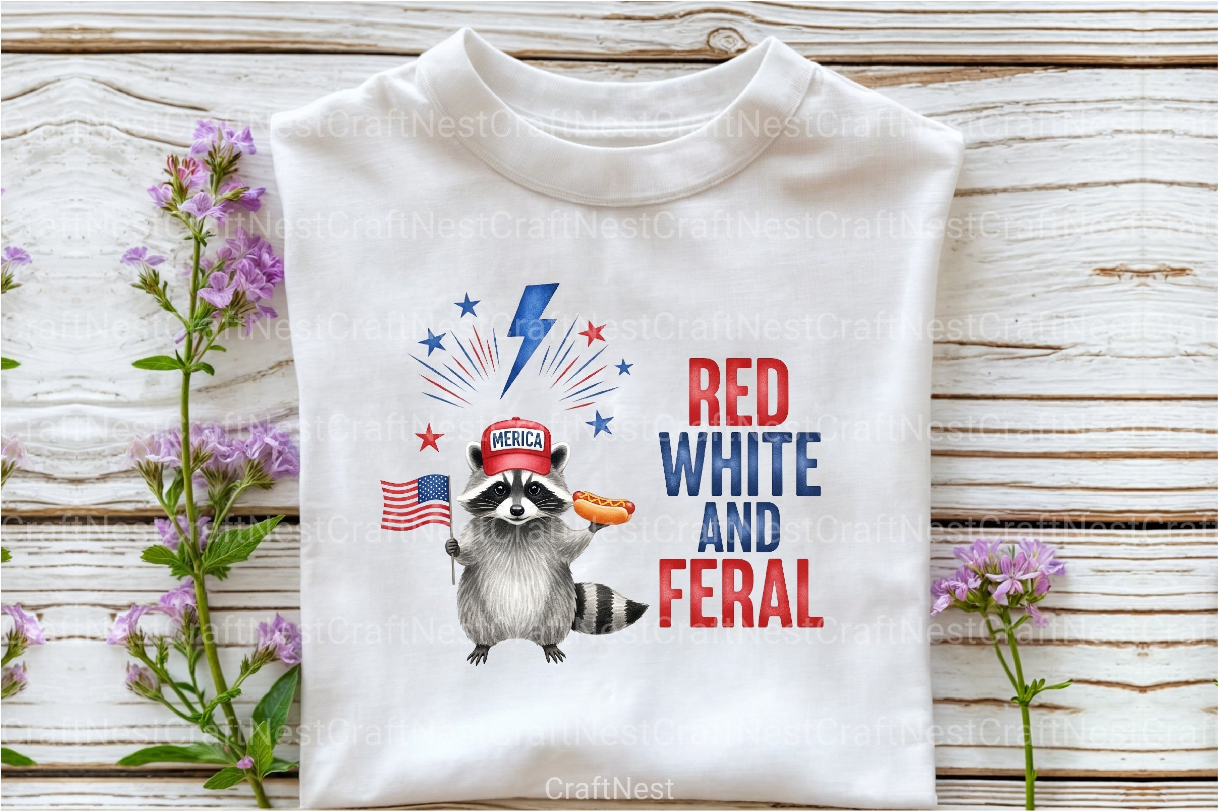 Red White and Feral: 4th of July Raccoon Clipart Bundle - CraftNest - Digital Crafting and Art