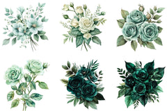 Emerald Flower Bouquet Clipart Bundle - CraftNest - Digital Crafting and Art