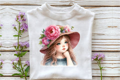 Girl with Peonies Flower Clipart Bundle 8 - CraftNest - Digital Crafting and Art