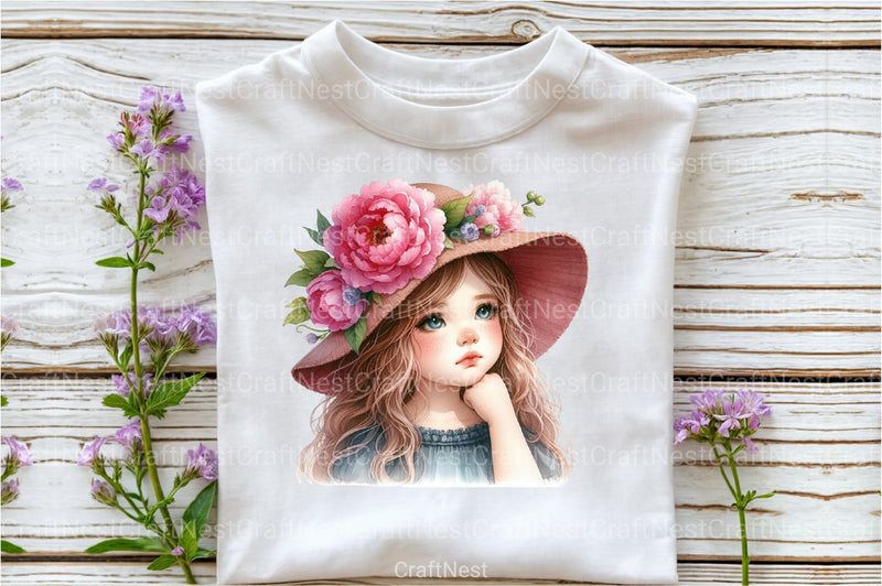 Girl with Peonies Flower Clipart Bundle 8 - CraftNest - Digital Crafting and Art