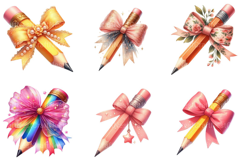 Colorful Coquette Pencil School Clipart Bundle  99 - CraftNest - Digital Crafting and Art