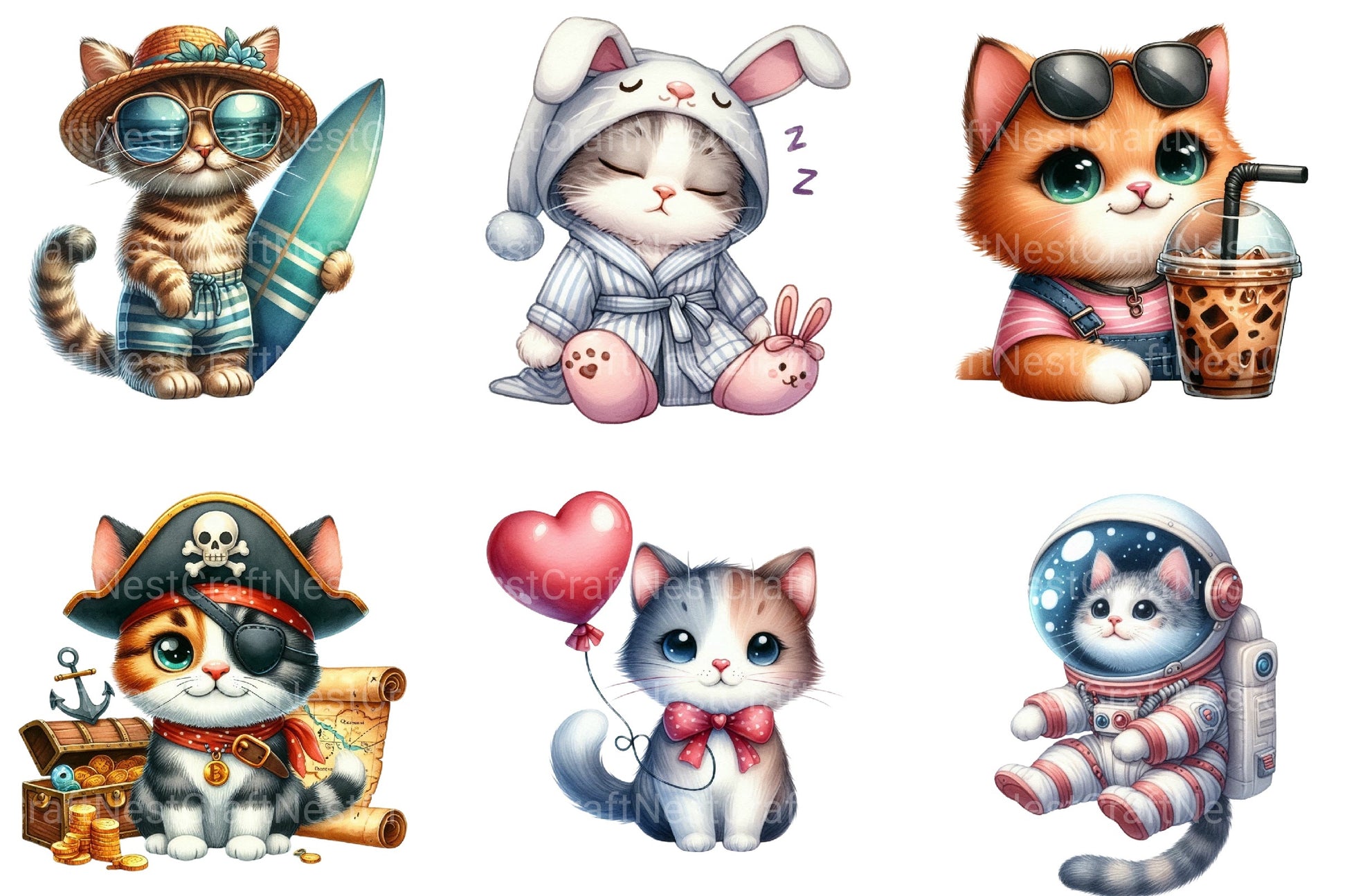 Quirky Cats Clipart Bundle - CraftNest - Digital Crafting and Art