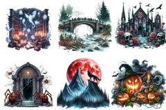 Scary Halloween Background Clipart Bundle - CraftNest - Digital Crafting and Art