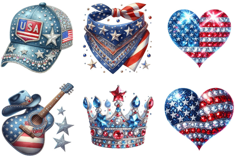 Rhinestone Sparkle American Clipart Bundle - CraftNest - Digital Crafting and Art