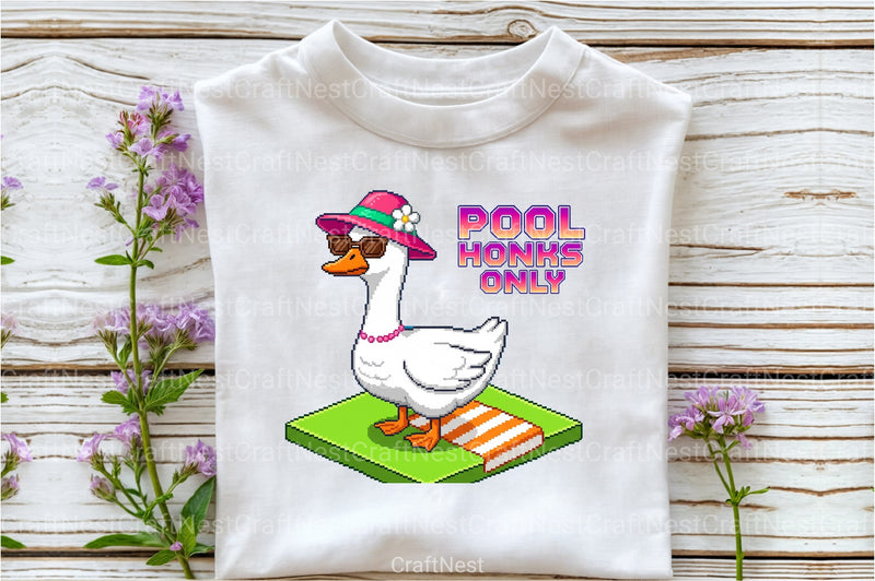 Blocky Style Funny Summer Goose Clipart Bundle 5 - CraftNest - Digital Crafting and Art