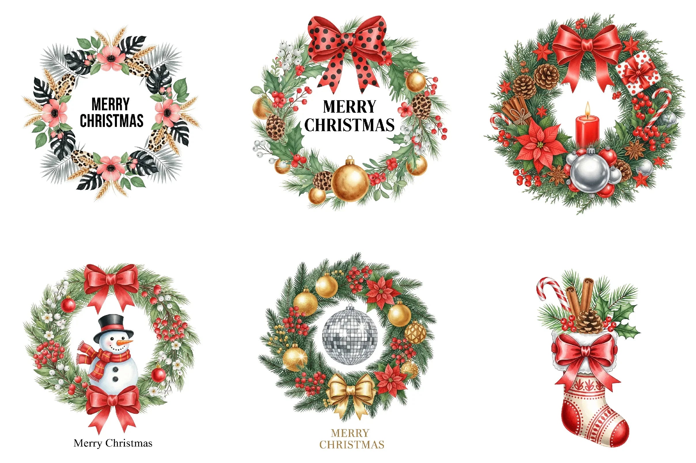 Christmas Wreath Clipart Bundle - CraftNest - Digital Crafting and Art
