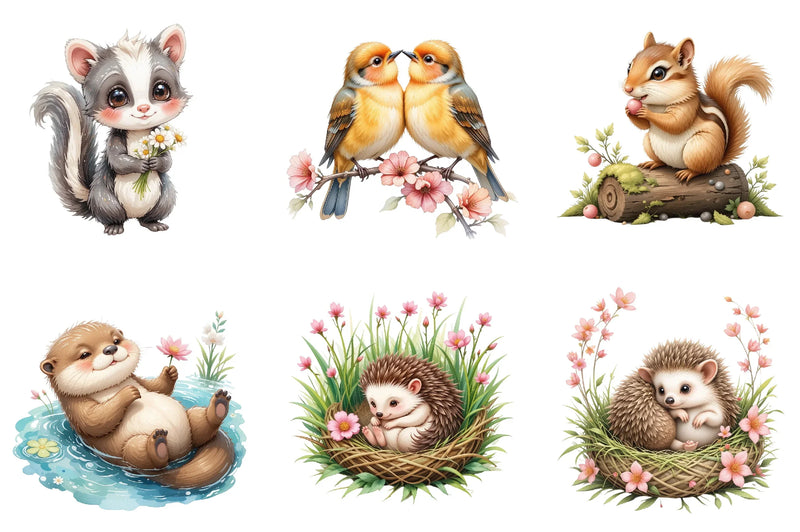 Forest Spring Woodland Animals Clipart Bundle - CraftNest - Digital Crafting and Art