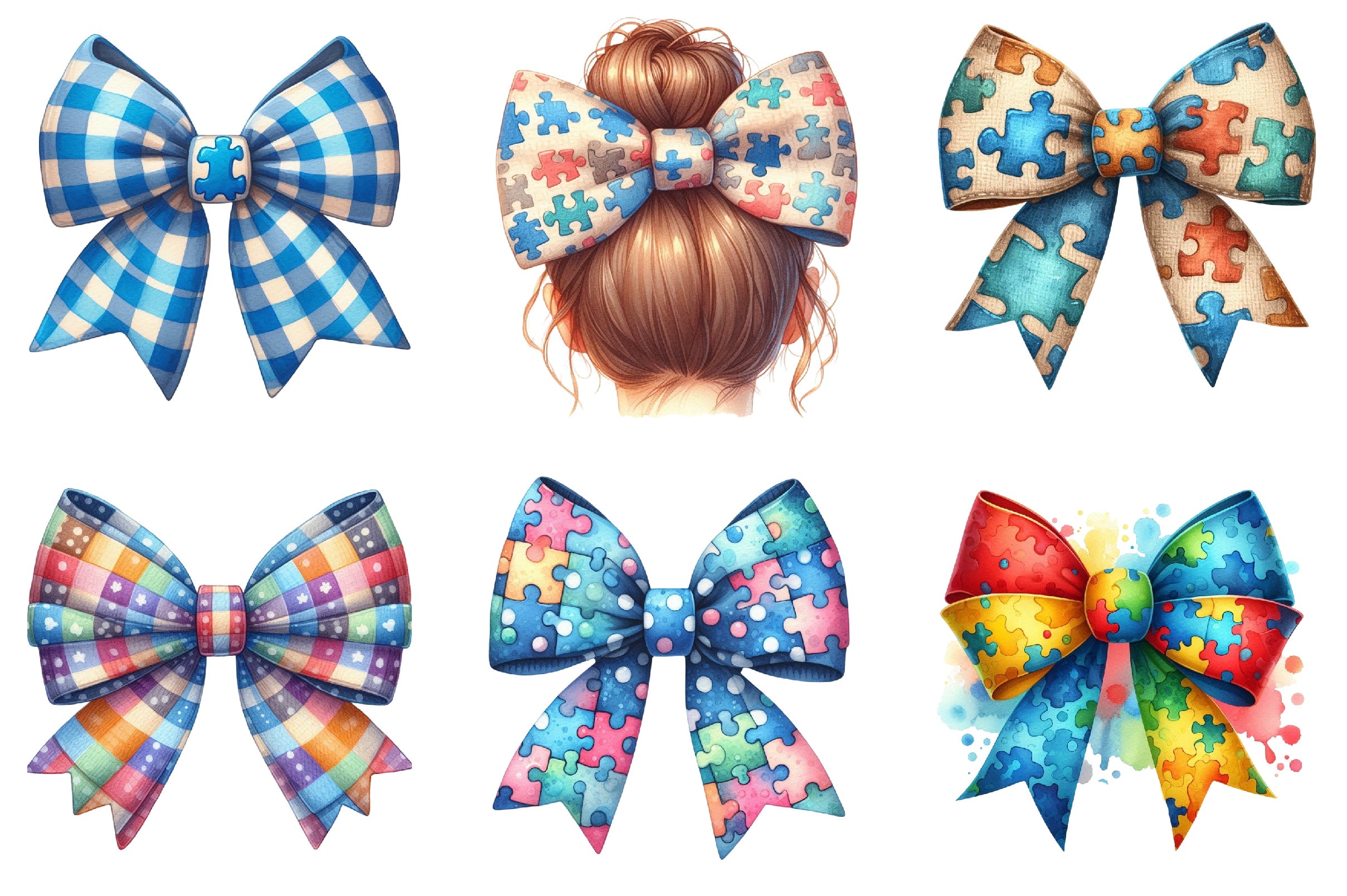 Autism Awareness Bow Clipart Bundle - CraftNest - Digital Crafting and Art