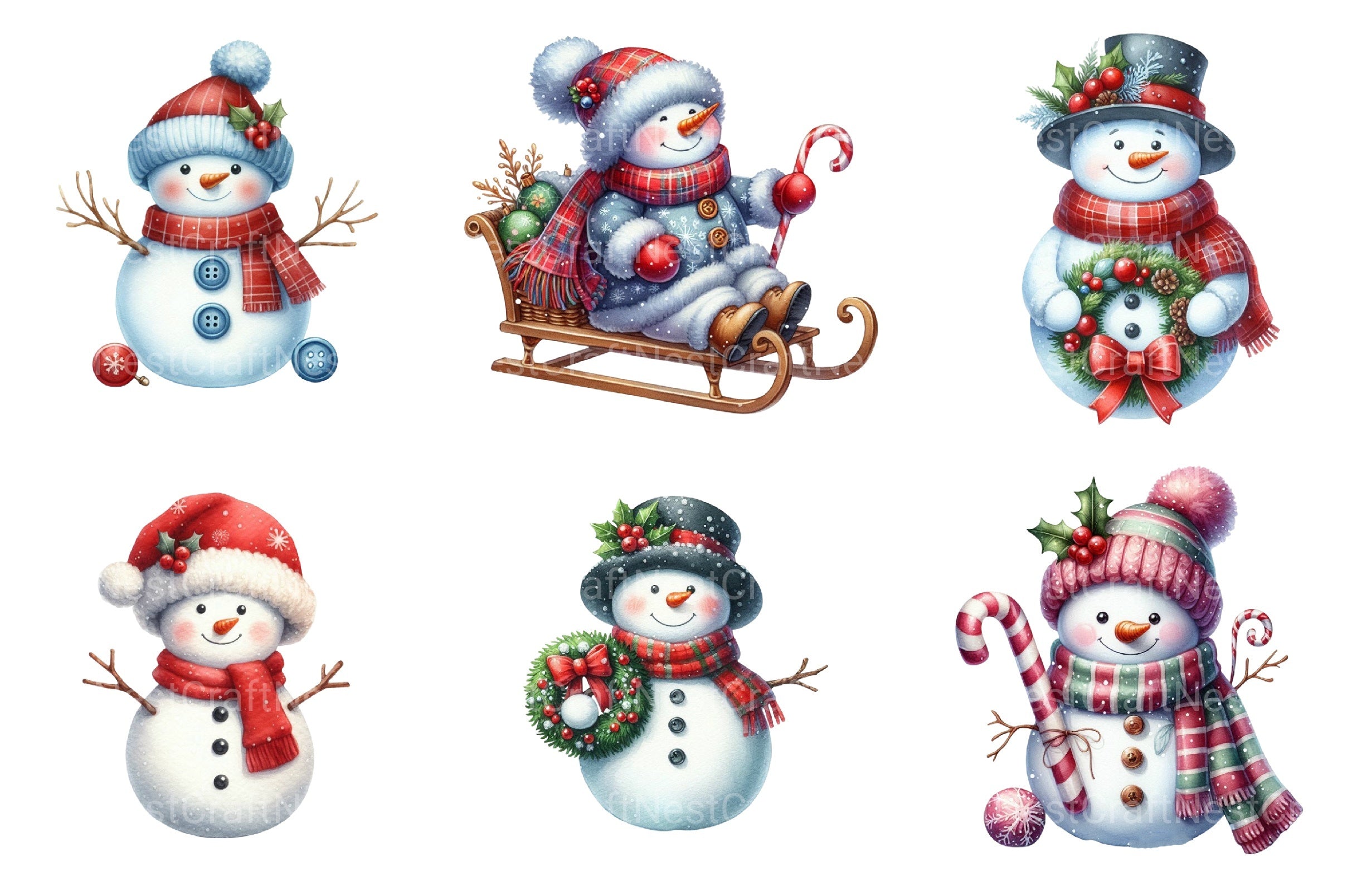 Christmas Snowman Clipart Bundle 1 - CraftNest - Digital Crafting and Art