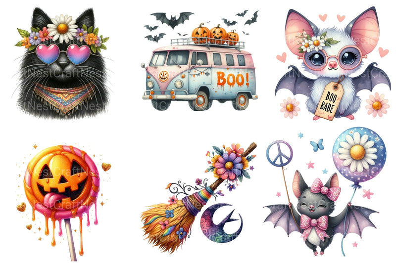 Groovy Halloween Clipart Bundle 26 - CraftNest - Digital Crafting and Art