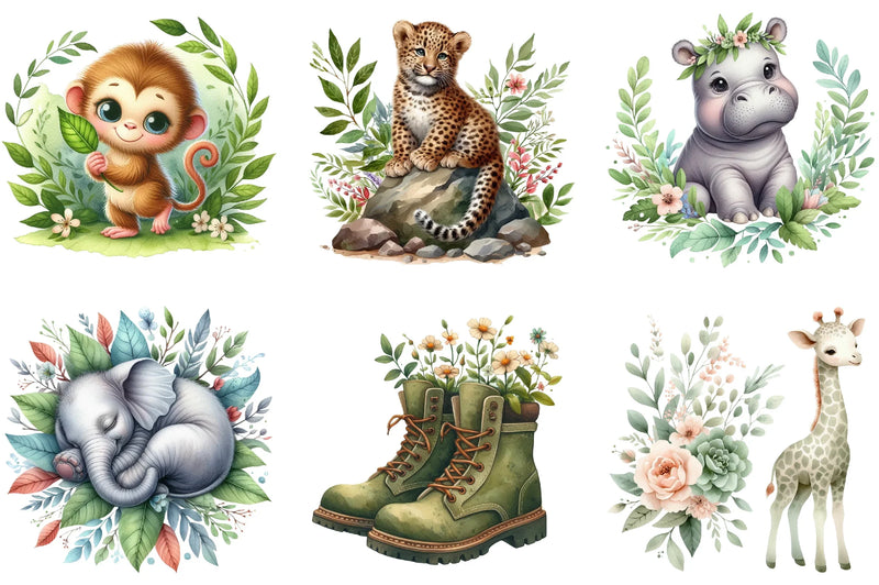 Spring Safari Clipart Bundle - CraftNest - Digital Crafting and Art