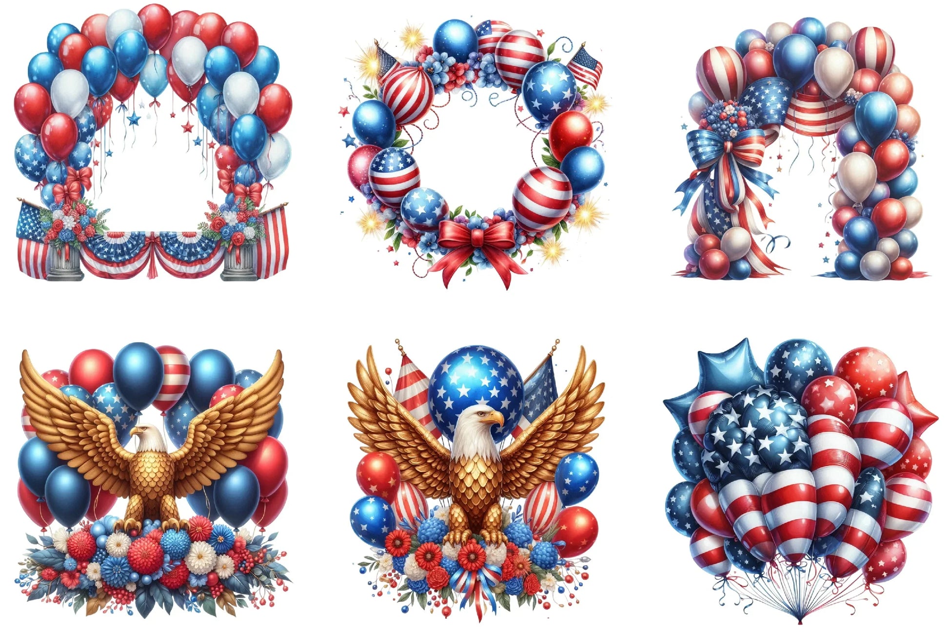 Memorial Day Balloon Arch Clipart Bundle - CraftNest - Digital Crafting and Art