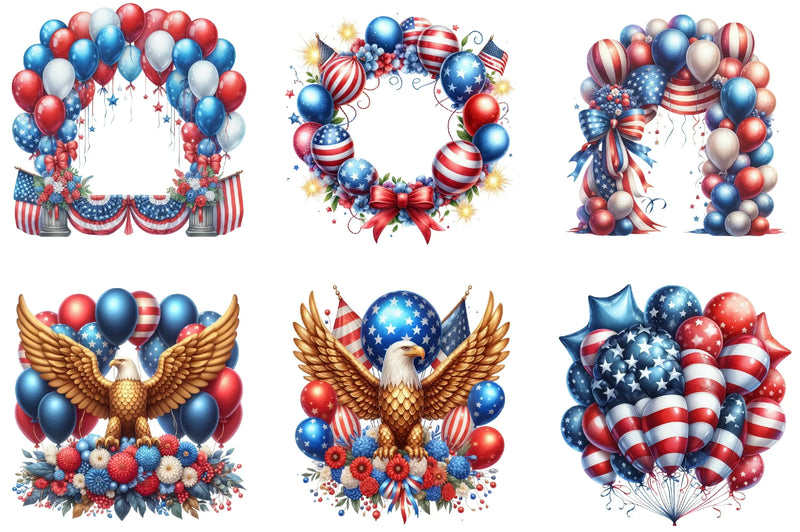 Memorial Day Balloon Arch Clipart Bundle - CraftNest - Digital Crafting and Art