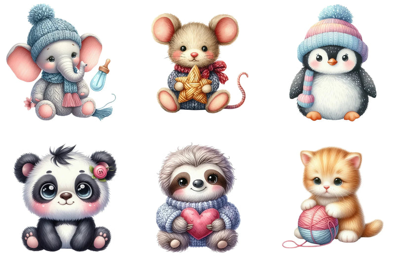 Knitted Plush Baby Animals Clipart Bundle - CraftNest - Digital Crafting and Art