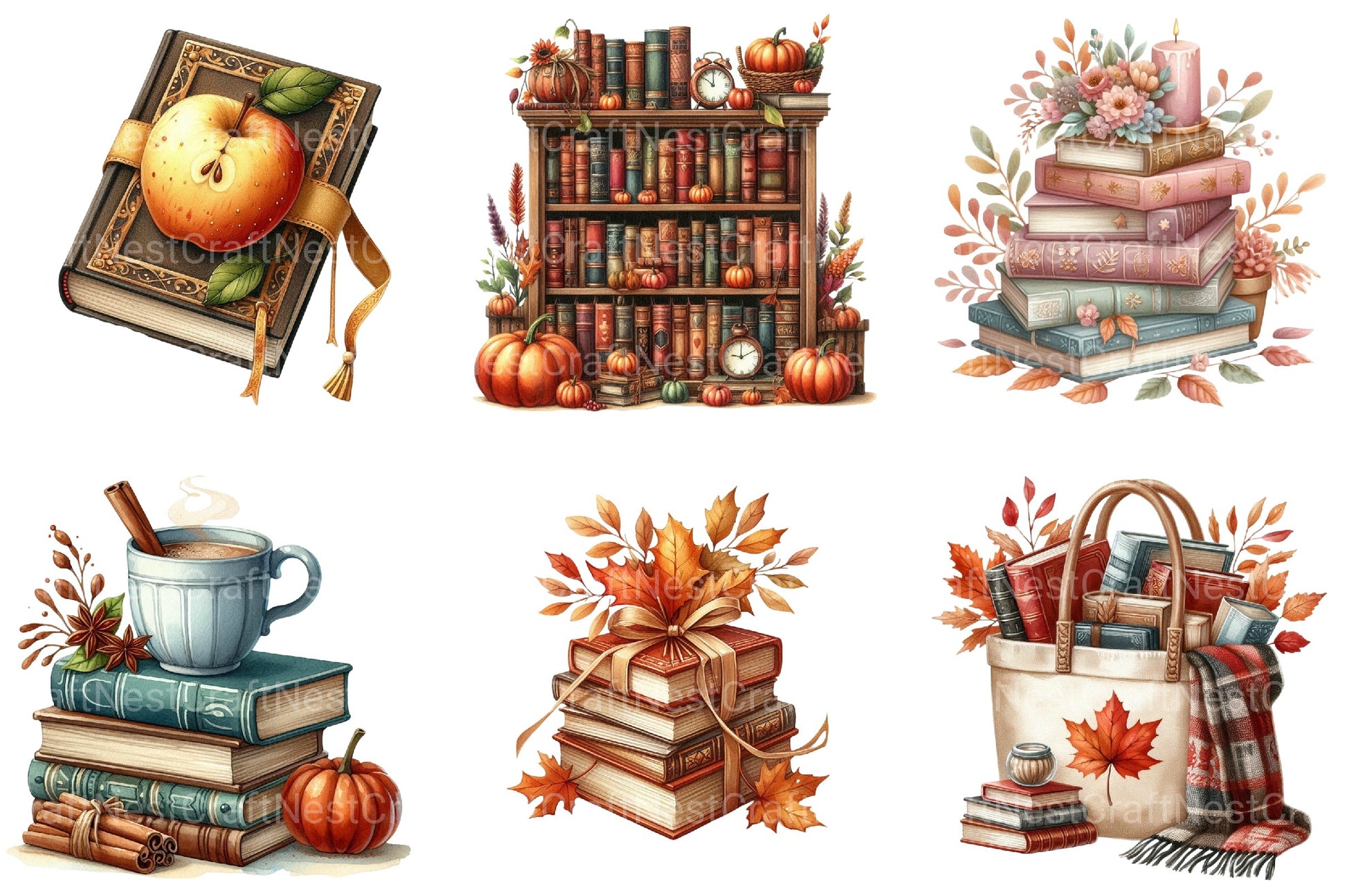 Autumn Books Clipart Bundle 5 - CraftNest - Digital Crafting and Art