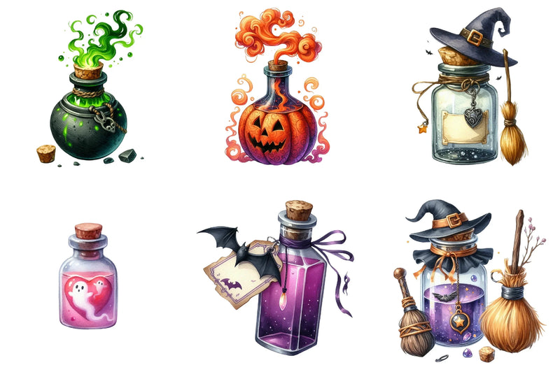 Halloween Potion Bottle Clipart Bundle - CraftNest - Digital Crafting and Art