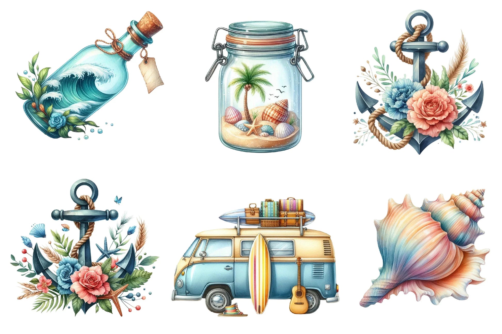 Summer Coastal Clipart Bundle - CraftNest - Digital Crafting and Art