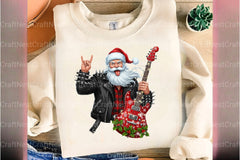 Vintage Rock & Roll Christmas Santa Claus T-Shirt Clipart Bundle - CraftNest - Digital Crafting and Art