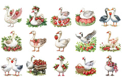 Strawberry Goose Clipart Bundle - CraftNest - Digital Crafting and Art