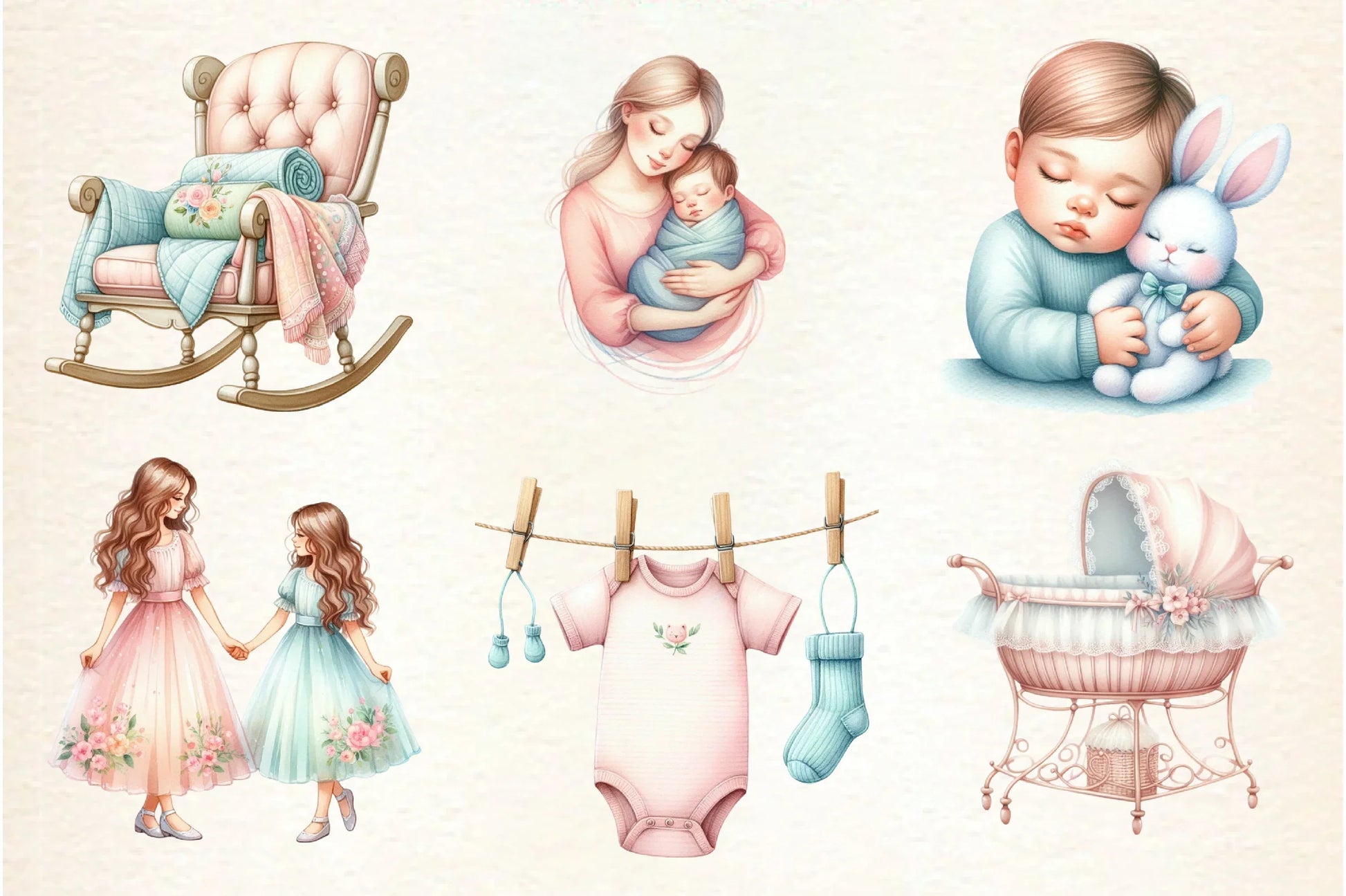 Pastel Mother's & Child Clipart Bundle - CraftNest - Digital Crafting and Art