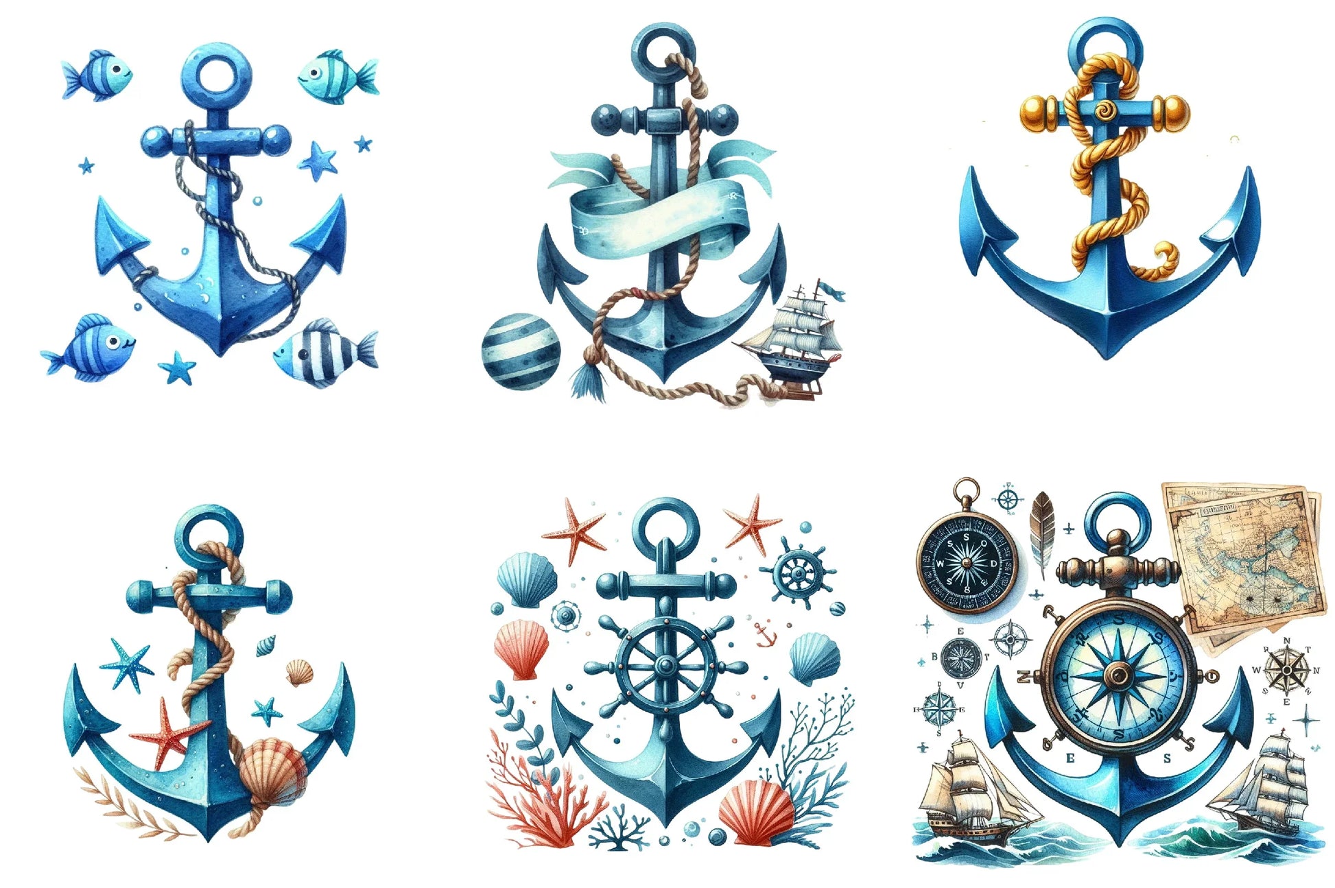 Blue Anchor Clipart Bundle - CraftNest - Digital Crafting and Art