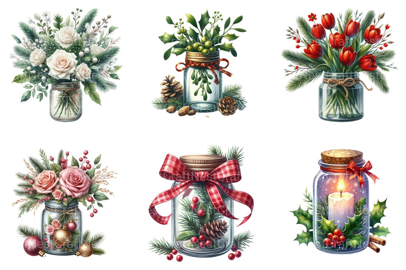 Christmas Flowers in Jar Clipart Bundle - CraftNest - Digital Crafting and Art