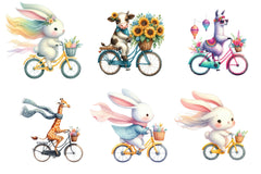 Animal Riding Bike Stickers Clipart Bundle - CraftNest - Digital Crafting and Art