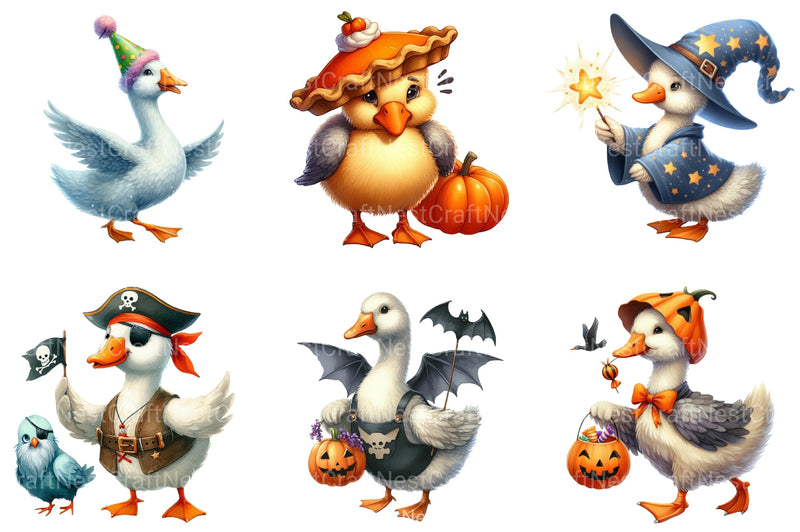 Funny Halloween Silly Goose Clipart Bundle - CraftNest - Digital Crafting and Art