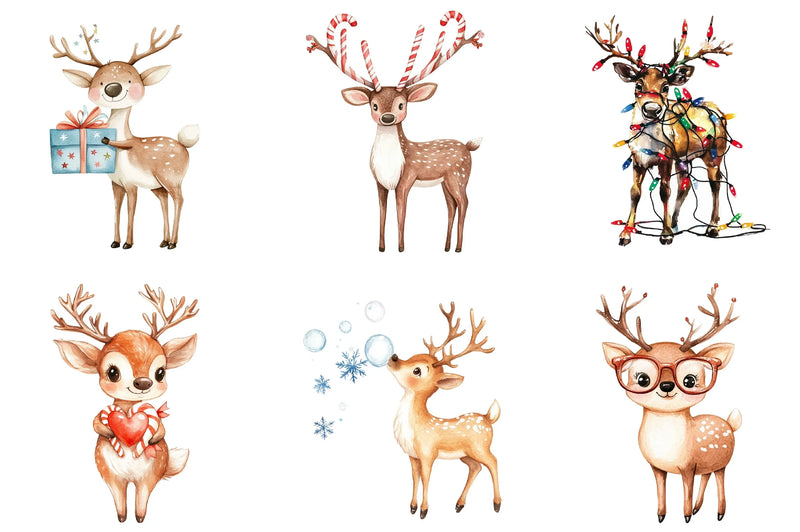 Funny Cute Christmas Reindeer Clipart Bundle - CraftNest - Digital Crafting and Art