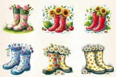 Floral Spring Rubber Boots Clipart Bundle - CraftNest - Digital Crafting and Art