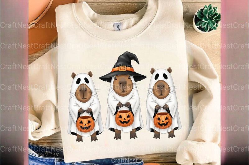 Kawaii Capybara Ghost Clipart Bundle - CraftNest - Digital Crafting and Art