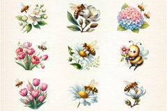 Bee Flowers Clipart Bundle - CraftNest - Digital Crafting and Art