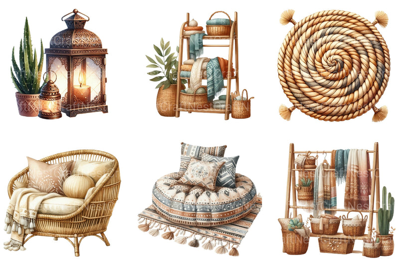 Boho Interior Clipart Bundle 8 - CraftNest - Digital Crafting and Art