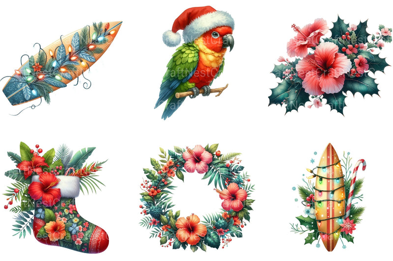 Tropical Aloha Christmas Clipart Bundle 4 - CraftNest - Digital Crafting and Art