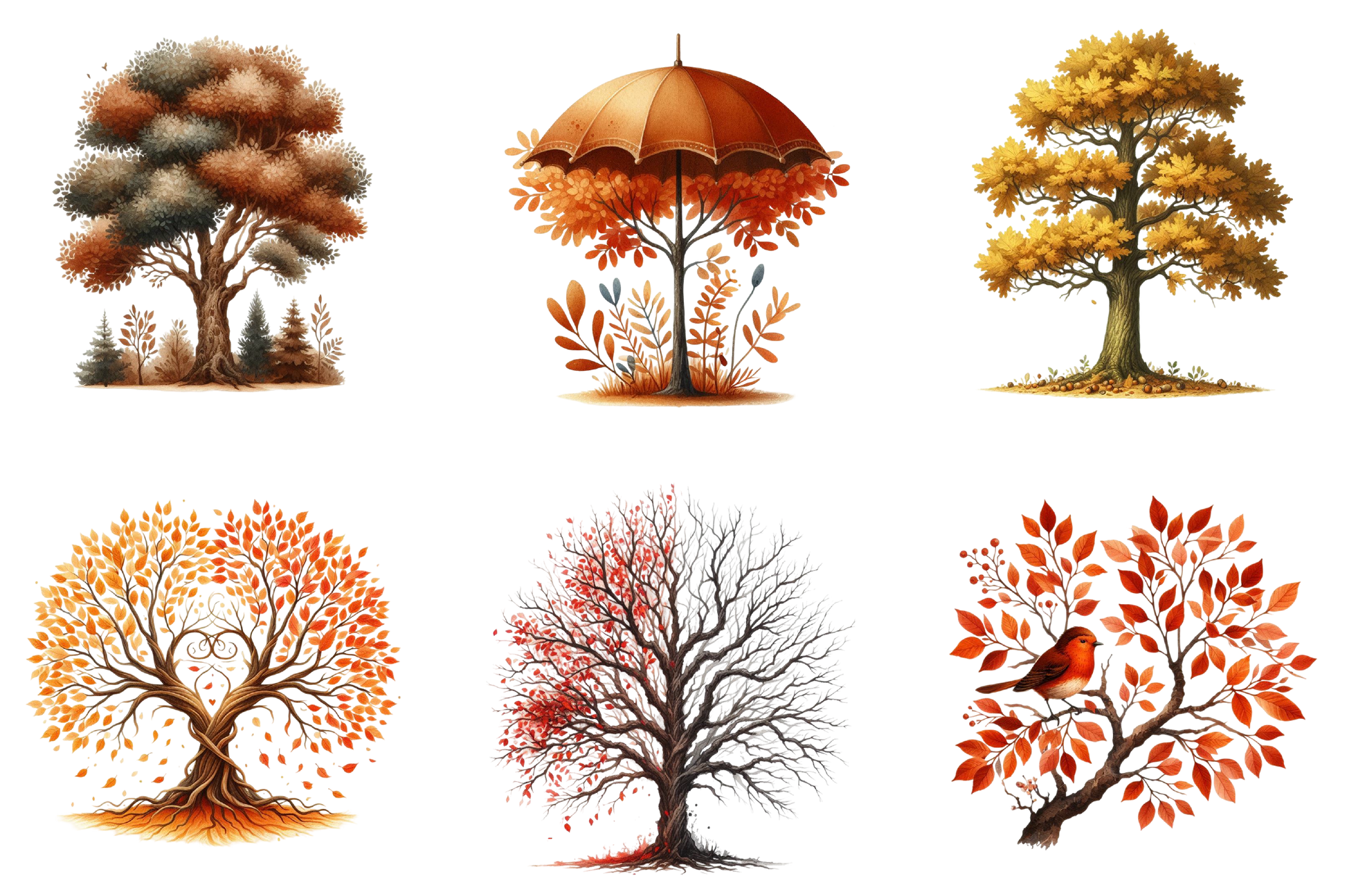 Autumn Trees Clipart Bundle 99 - CraftNest - Digital Crafting and Art