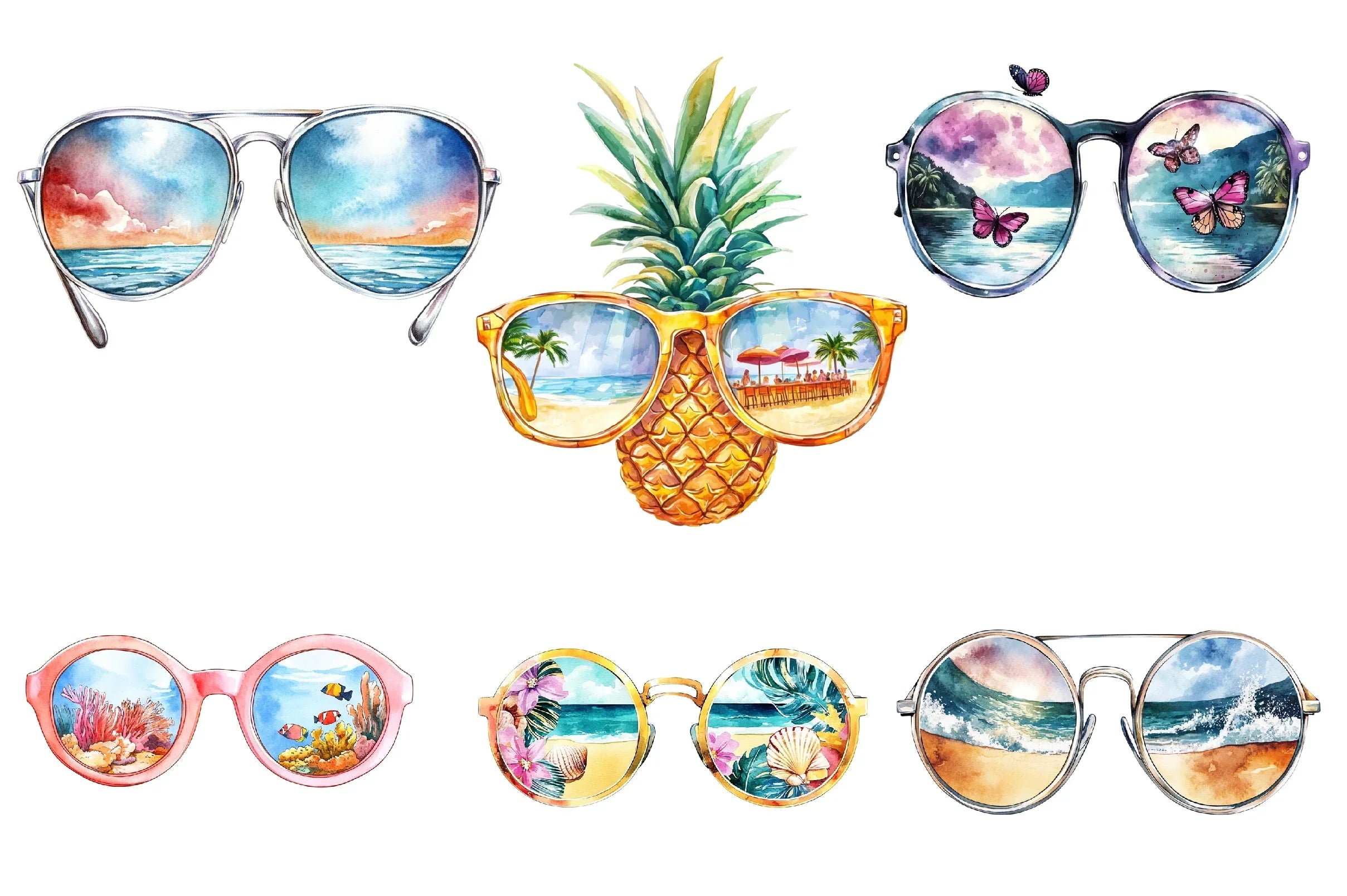 Summer Sunglasses Beach Clipart Bundle - CraftNest - Digital Crafting and Art