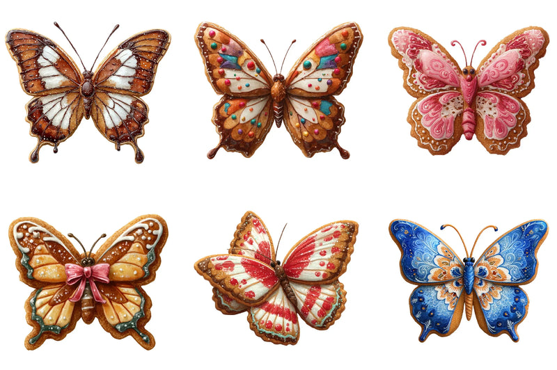 Gingerbread Cookie Butterfly Clipart Bundle - CraftNest - Digital Crafting and Art