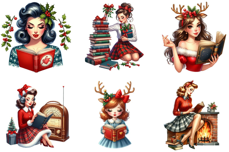 Christmas Pin-Up Girls Clipart Bundle - CraftNest - Digital Crafting and Art