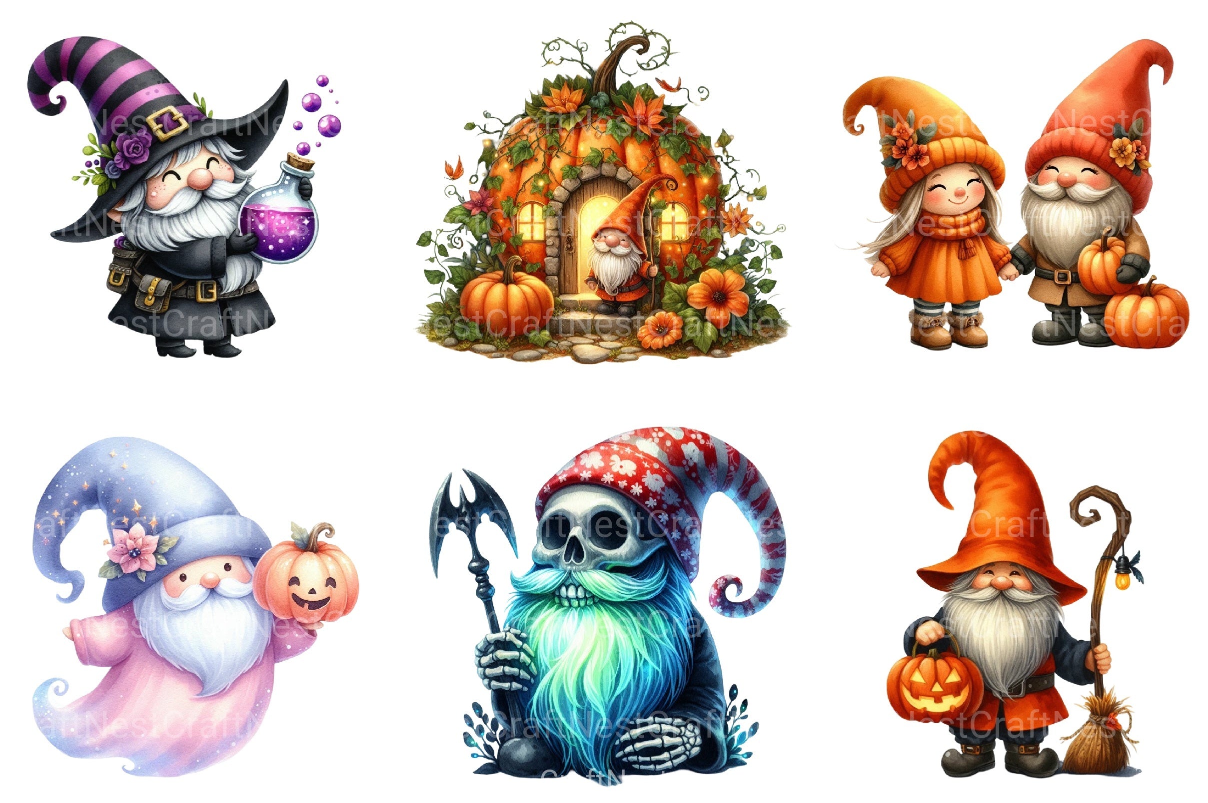 Halloween Gnomes Clipart Bundle - CraftNest - Digital Crafting and Art