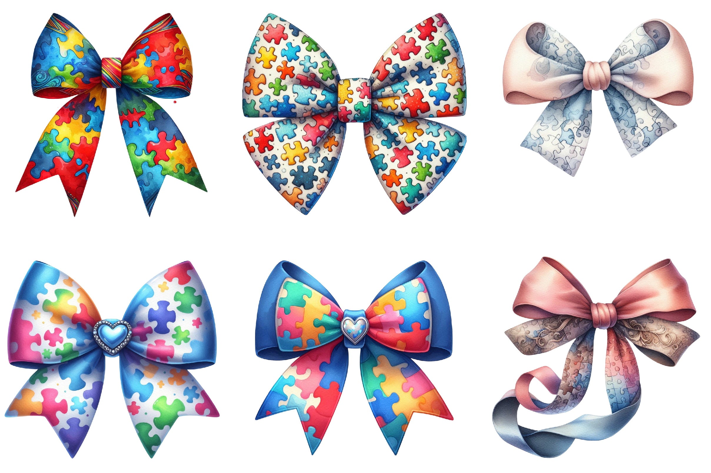 Autism Awareness Bow Clipart Bundle - CraftNest - Digital Crafting and Art