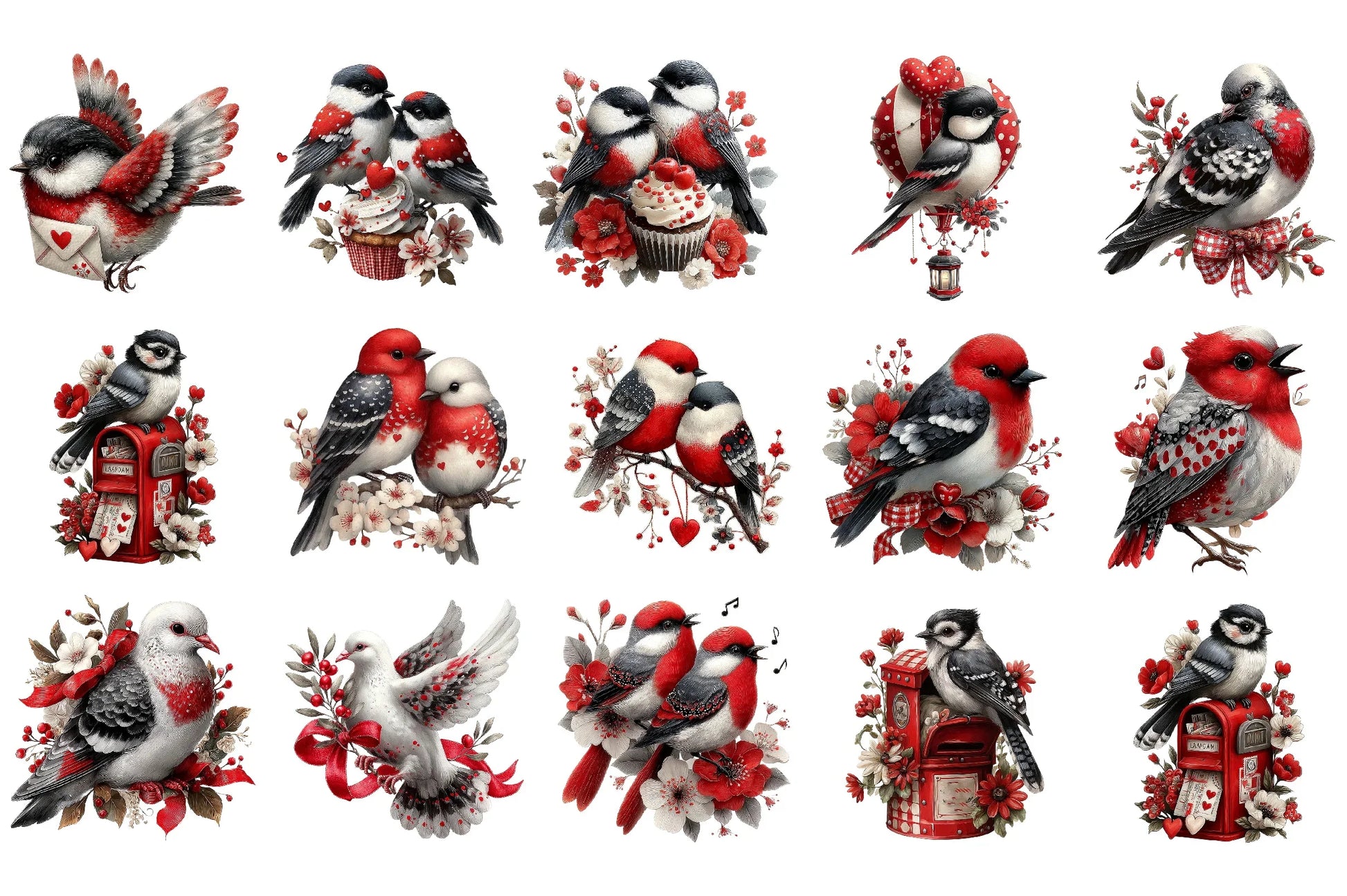 Valentine Birds Clipart Bundle - CraftNest - Digital Crafting and Art