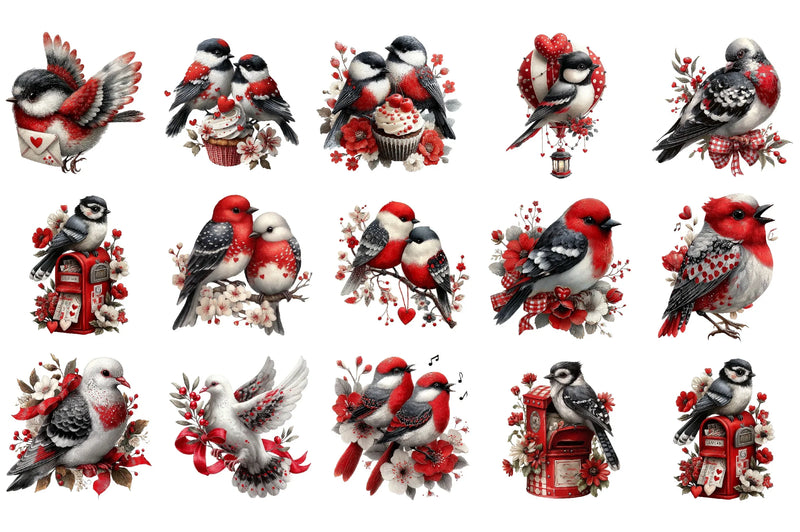 Valentine Birds Clipart Bundle - CraftNest - Digital Crafting and Art