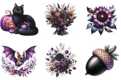 Black & Purple Autumn Clipart Bundle - CraftNest - Digital Crafting and Art
